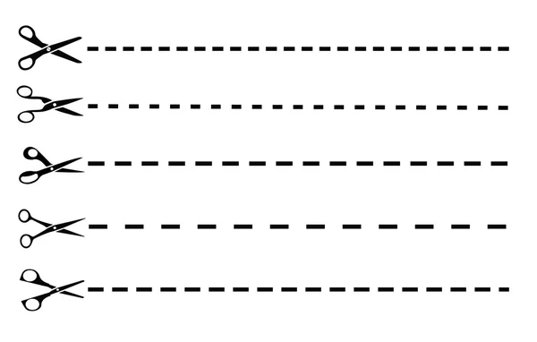 Tijeras con líneas de corte — Archivo Imágenes Vectoriales