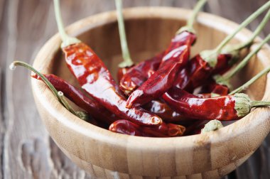 ahşap masa üzerine pul biber