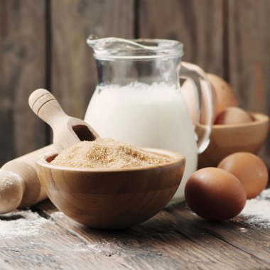 Vintage masaya pişirme için malzemeler