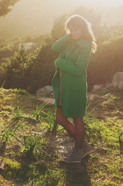 Young happy woman walking outside — Stock Photo, Image