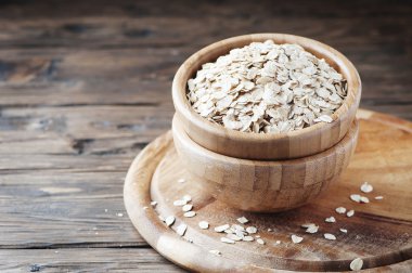 Çiğ yulaf ezmesi tahıl ahşap tablo