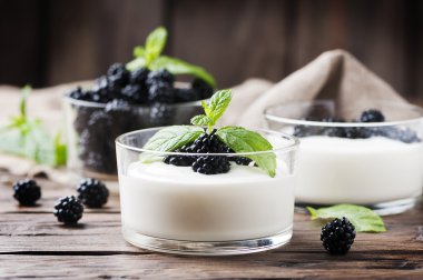 Ev yapımı yoğurt böğürtlen ile