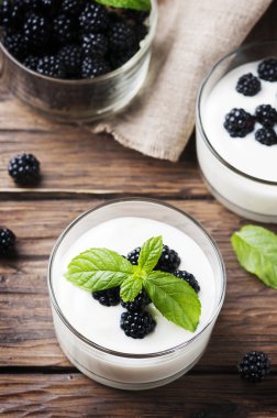 Ev yapımı yoğurt böğürtlen ile