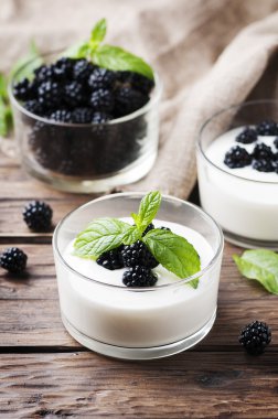 Ev yapımı yoğurt böğürtlen ile