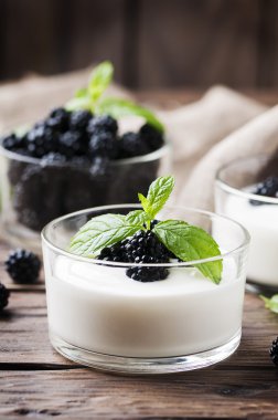 Ev yapımı yoğurt böğürtlen ile