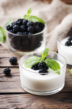 Ev yapımı yoğurt böğürtlen ile