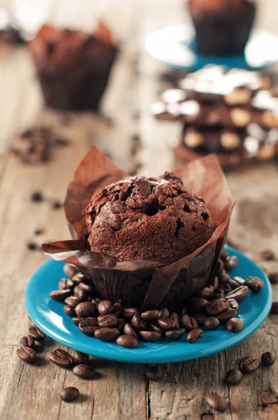 Czekolada muffin z ziaren kawy — Zdjęcie stockowe