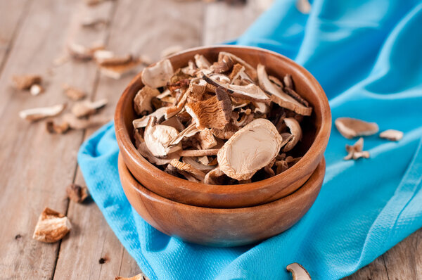 Dried mushrooms in bowl