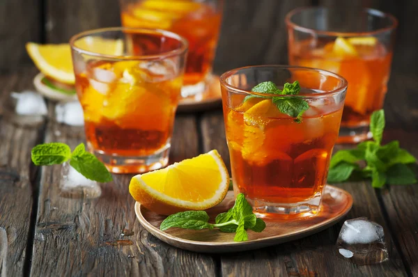 Glasses of aperol with ice Stock Photo