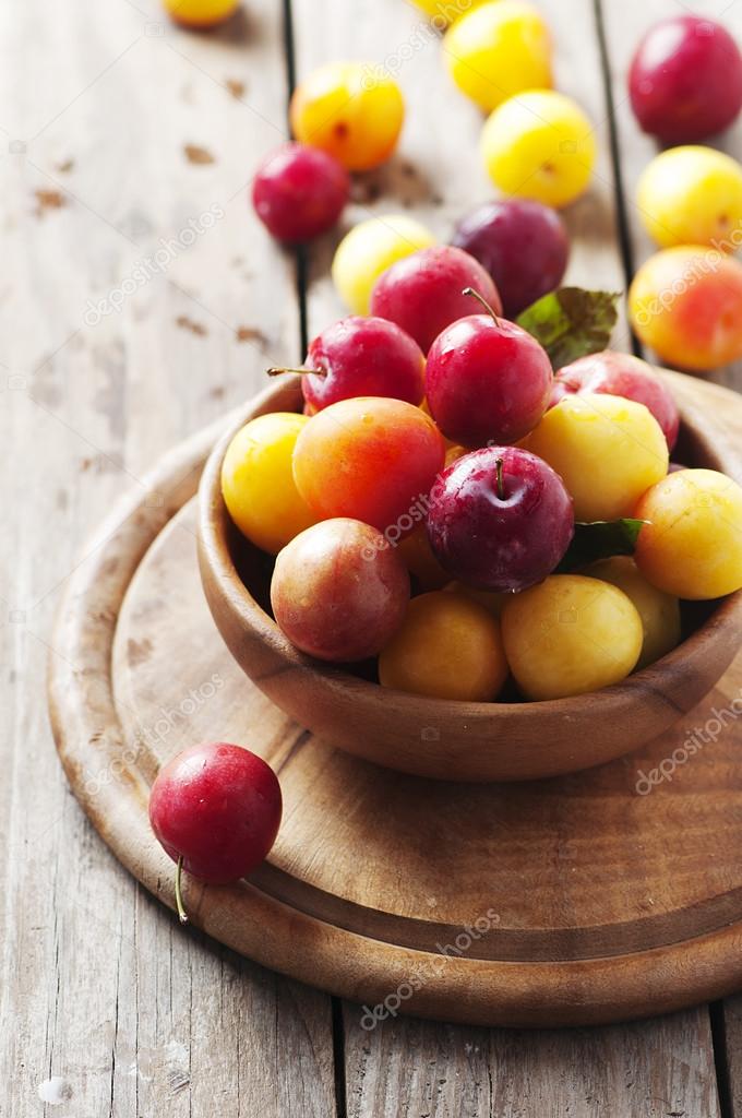 Yellow and red sweet plums