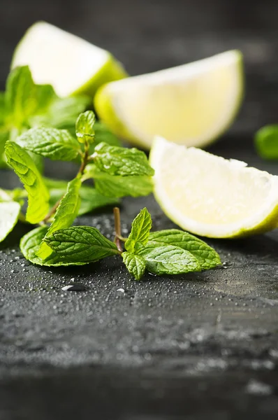 Limón fresco y menta verde — Foto de Stock