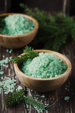 Tuz ve çam dalları ile spa kavramı