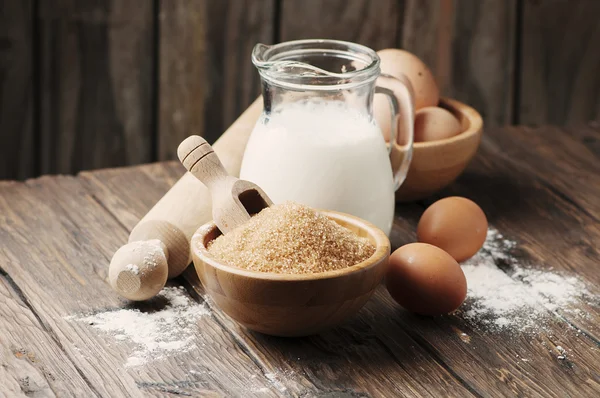 Ingredient for baking on vintage table — Stock Photo, Image