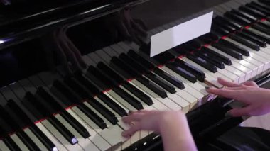 Profesyonel müzisyen zarif canlı konser sırasında klasik müzik eşliğinde tutkulu bir performans sergiliyor. Müzikal sanatçılık ve virtüöz yeteneği sergiliyor.