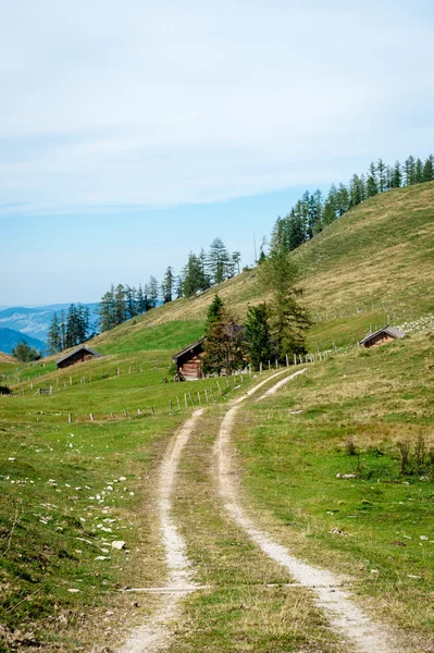 Tradiční dřevěné chaty v Rakousku — Stock fotografie