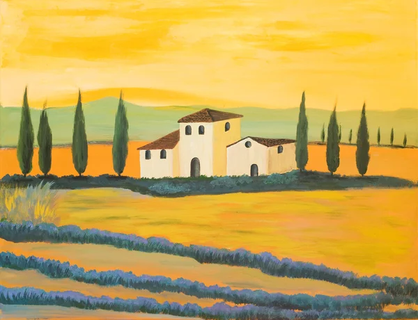 Pittura di un paesaggio toscano — Foto Stock