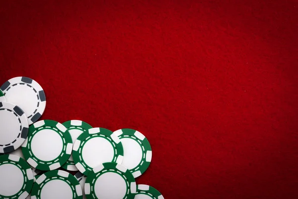 Frame Made Casino Chips Red Felt Copy Space — Stock Photo, Image