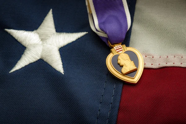 Purple Heart United States Military Decoration Awarded Name President Those — Stock Photo, Image