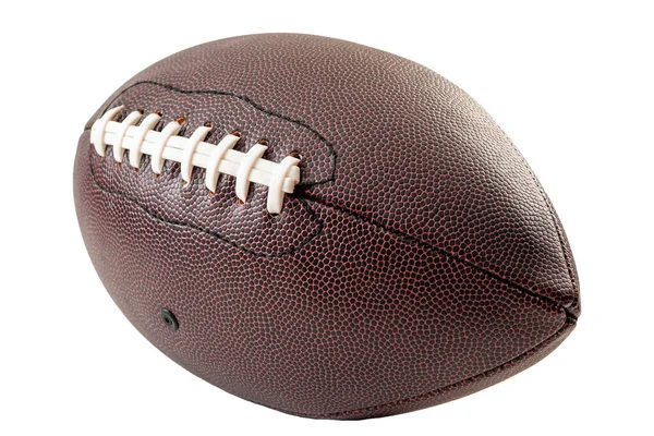 美国足球和美国体育的概念 有一个通用的皮球没有任何品牌 明显的鞋带孤立在白色与夹路径削减 — 图库照片