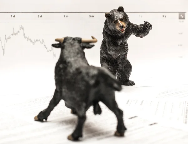 Bull Vs dragen beurs concept — Stockfoto