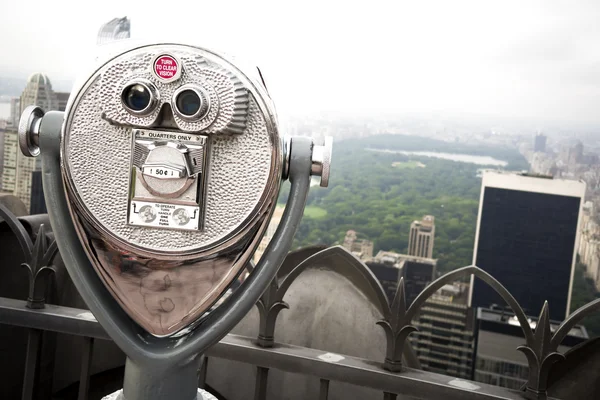Binoculars overlooking Central Park Stock Image