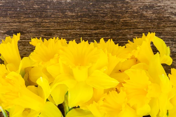 Daffodils em fundo de madeira — Fotografia de Stock