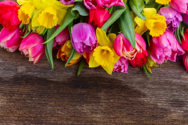 Strauß aus Tulpen und Narzissen — Stockfoto