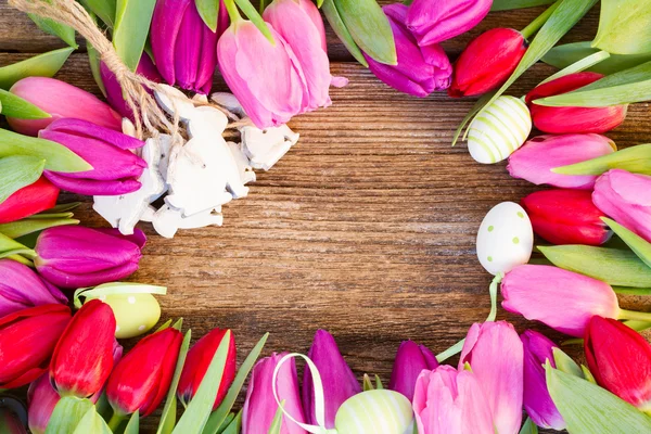 Eater frame with flowers — Stock Photo, Image