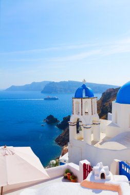 merdiven ve kilise, santorini caldera View