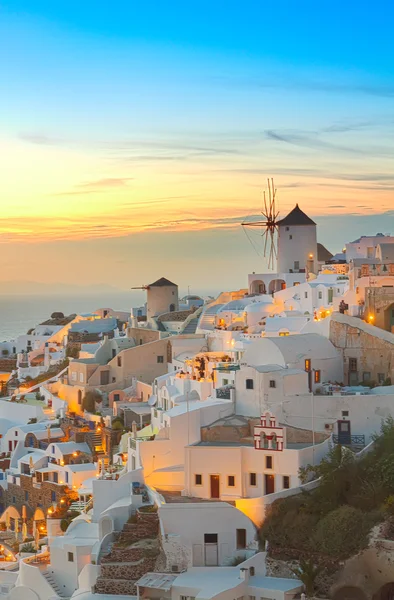 Vesnice Oia v noci, Santorini — Stock fotografie