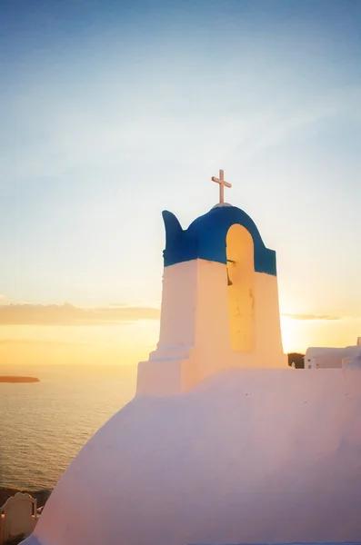 White  belfry, Santorini island, Greece — Stock Photo, Image