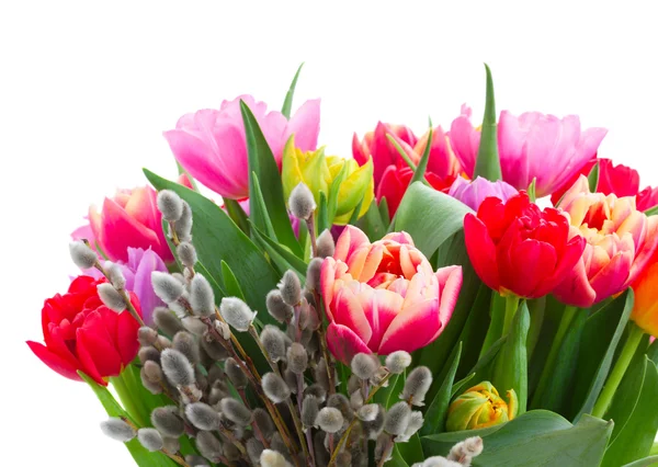 Buquê de tulipas rosa, roxo e vermelho — Fotografia de Stock