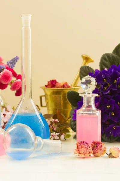 Aromatherapy - dry flowers and potions — Stock Photo, Image