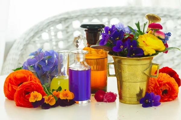 Aromaterapie - květiny v maltě — Stock fotografie