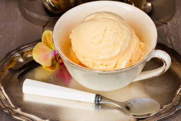 Cam vanilyalı dondurma ile — Stok fotoğraf