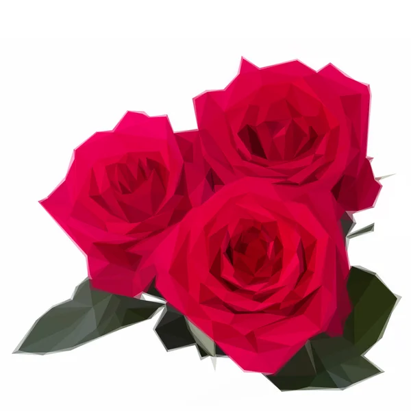 3 つの暗いピンクのバラ — ストックベクタ