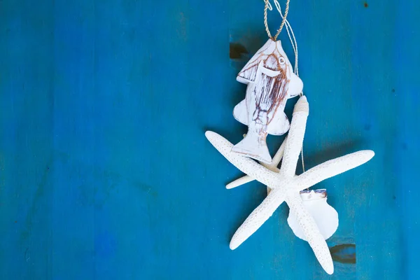 Woden balık ve mavi starfishes — Stok fotoğraf