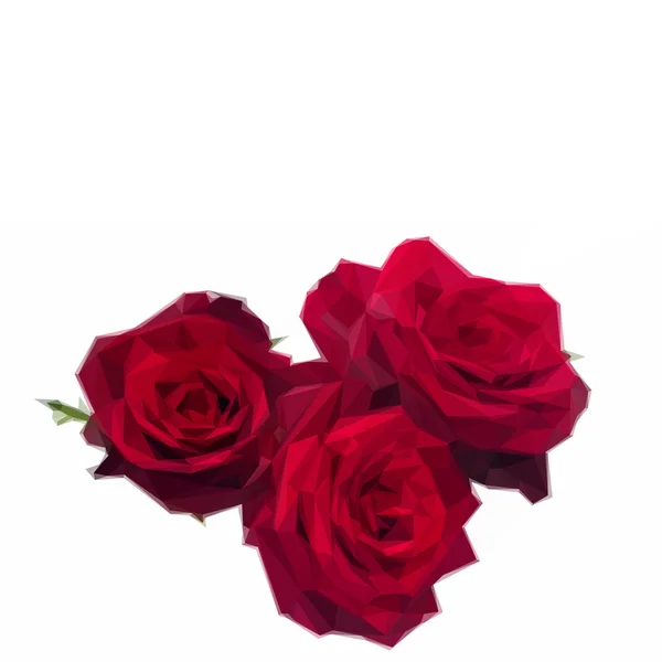 Tres rosas rojas oscuras — Vector de stock