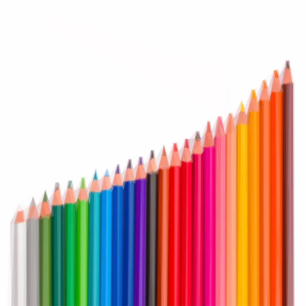 Creciente fila de lápices — Vector de stock