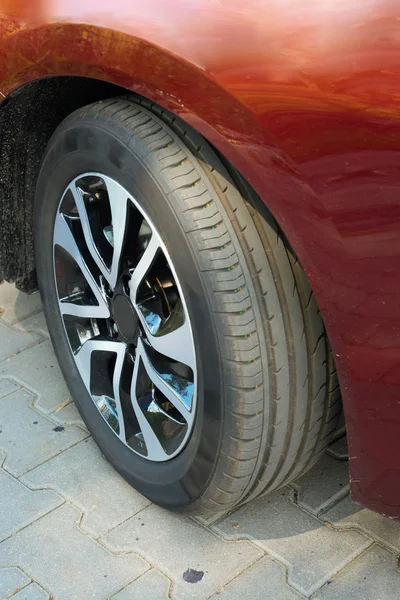 Red car wheel — Stock Photo, Image