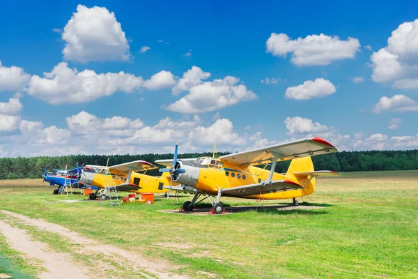 Rij van vintage vliegtuigen — Stockfoto