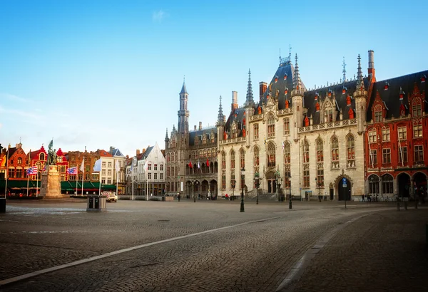 Market Square with city hall, Bruges — Stock Photo, Image