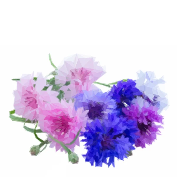 Bleuets bleus et roses — Image vectorielle