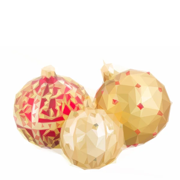 ThreeChristmas balls in golden and red — Stock Vector