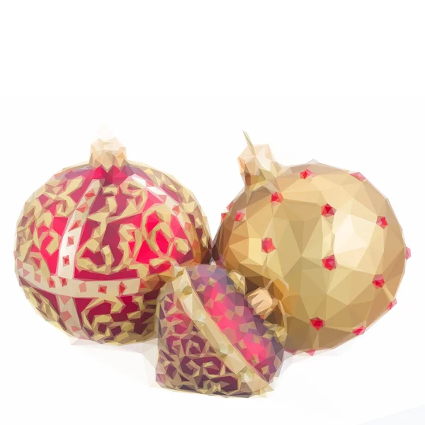 Bolas de Natal em dourado e vermelho — Vetor de Stock