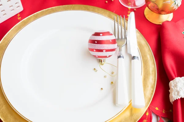 Christmas golden plate — Stock Photo, Image