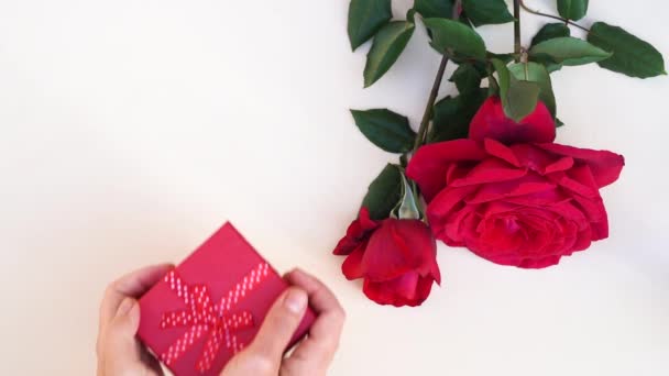 Roses rouge foncé sur la table — Video