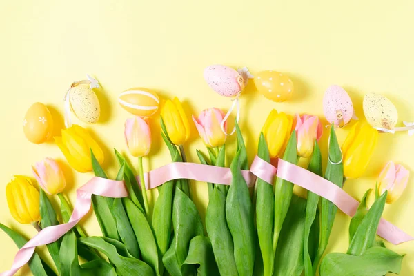 Easter scene with colored eggs — Stock Photo, Image