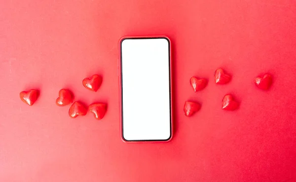 Moderní telefon se srdcem — Stock fotografie