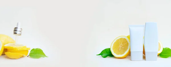 Citrus meyveli C vitamini serumu yağlı güzellik bakımı — Stok fotoğraf